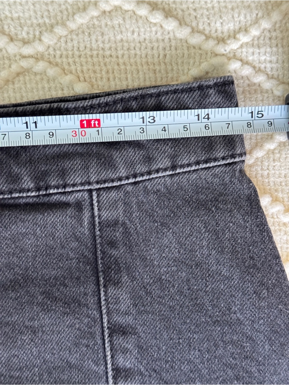We The Free Black Denim Mini Skirt Zip Slit Stretch Size 10 - Picture 11 of 12